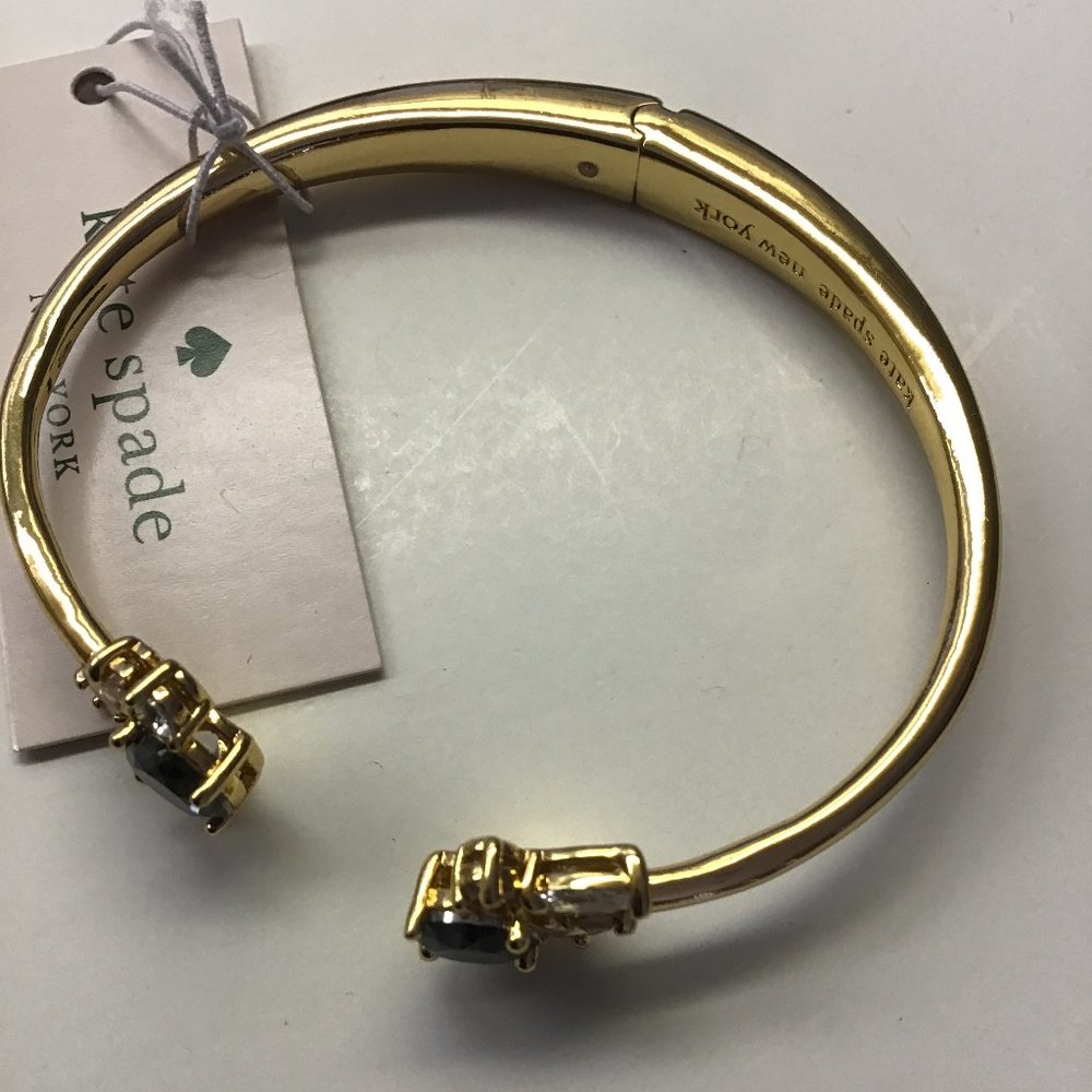 Kate Spade New Hinged Cuff Pink and Black Rhinestone Bracelet